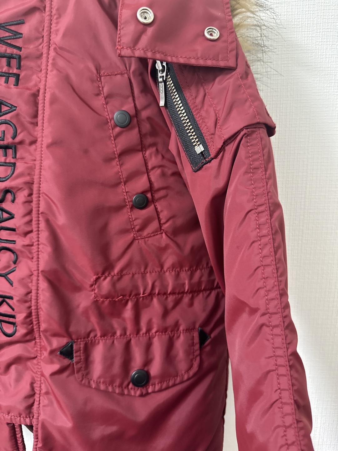 【美品】Wask BeBe 中綿ジャケット　ワインレッド　110の写真3枚目