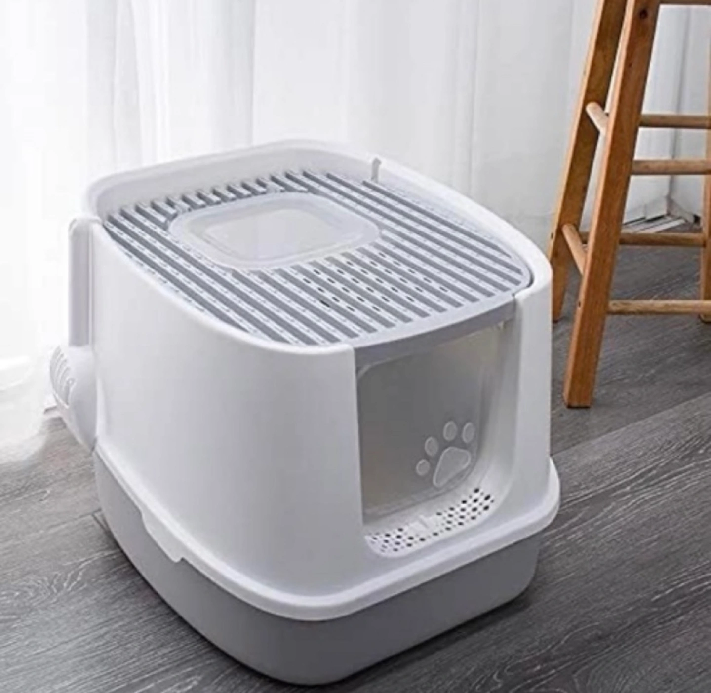 *ネコ 猫 トイレ スコップ付*消臭シート入れられます*フルカバー 砂が飛び散らない*猫用品 2way出入り方法 美品*