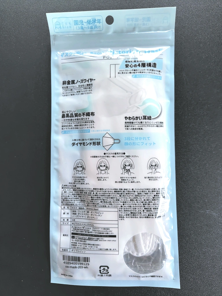 60枚 1枚あたり12円 インフルエンザ 予防 お子さま用 マスク やわらかい耳紐だから長時間着けていても痛くないの写真3枚目