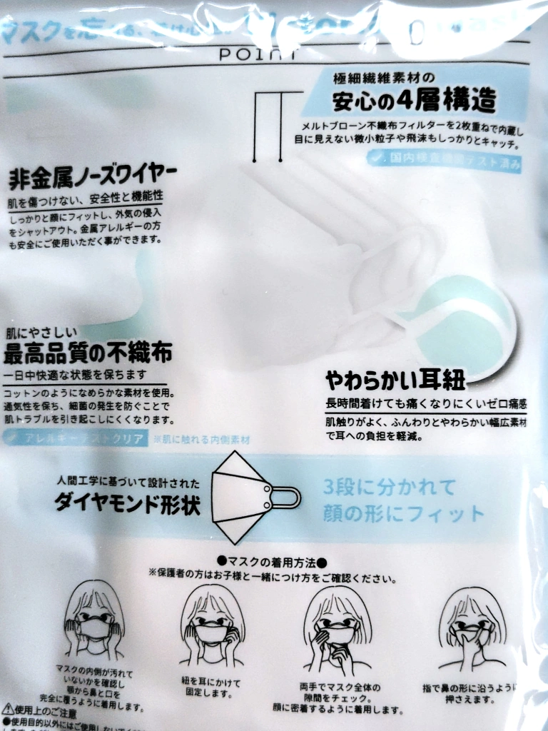 60枚 1枚あたり12円 インフルエンザ 予防 お子さま用 マスク やわらかい耳紐だから長時間着けていても痛くないの写真4枚目