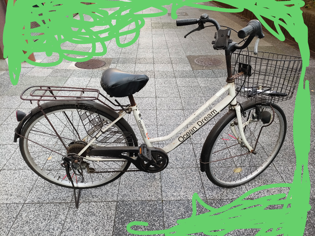 中古自転車　3段変速　ライト付き　ミニ空気入れ付き