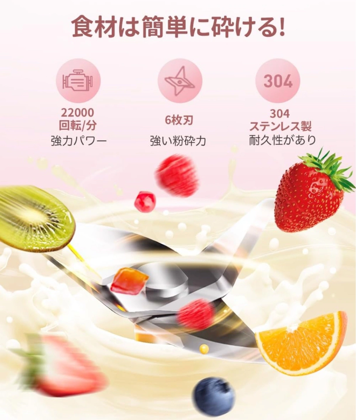 【新品】ミキサー ジューサー 野菜 ジュース 栄養補充 一台多役 離乳食用 果物 携帯ボトル2つの写真2枚目