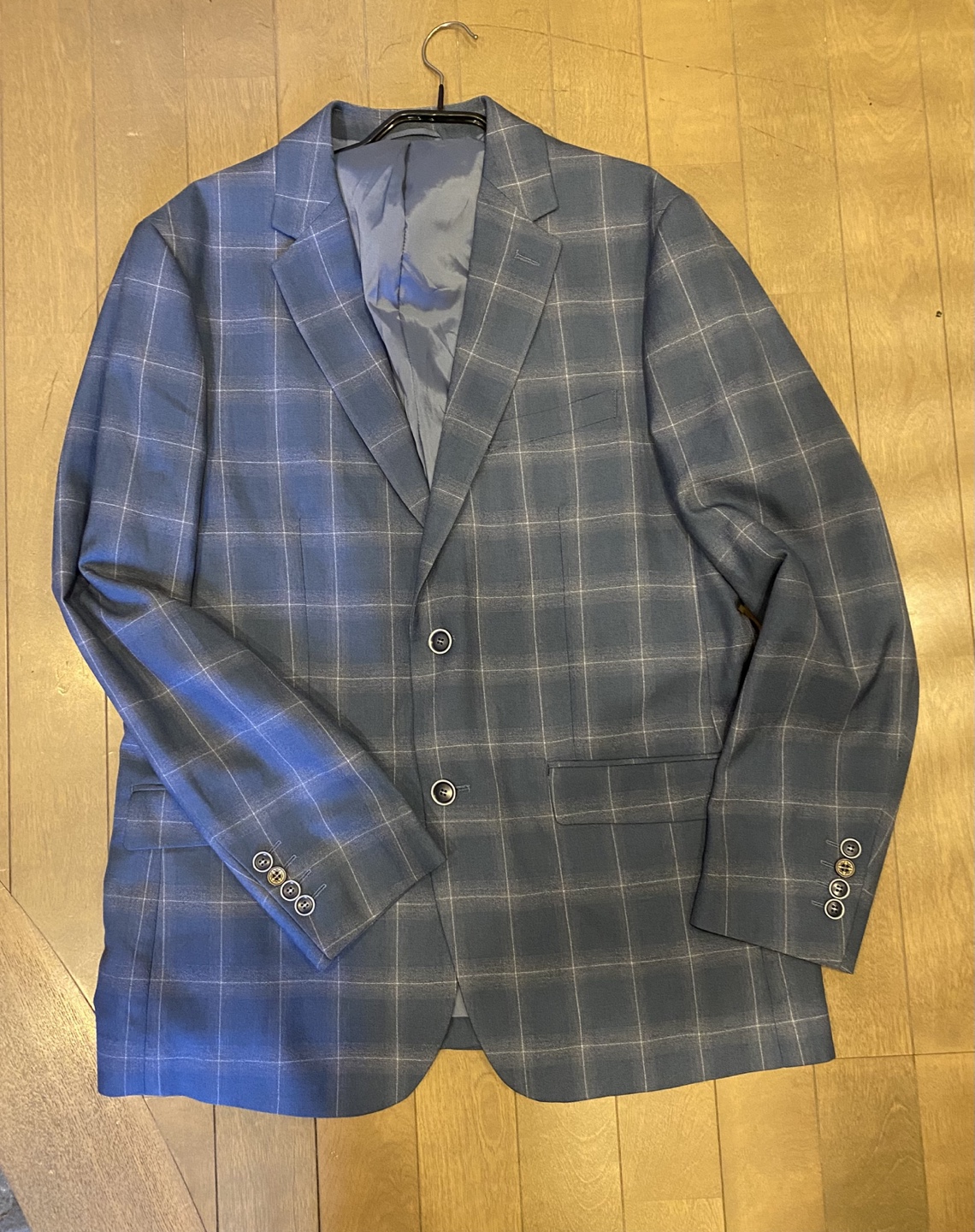 メンズブレザー　ブルー系チェック