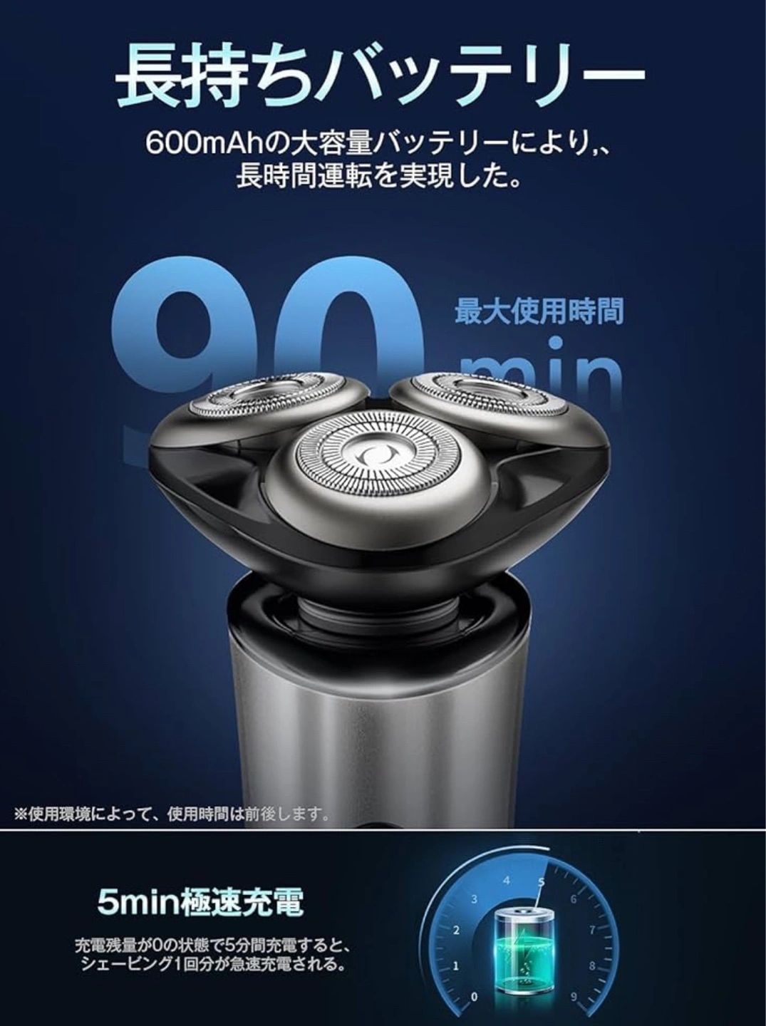 【新品】電動シェーバー メンズ 回転式の写真5枚目