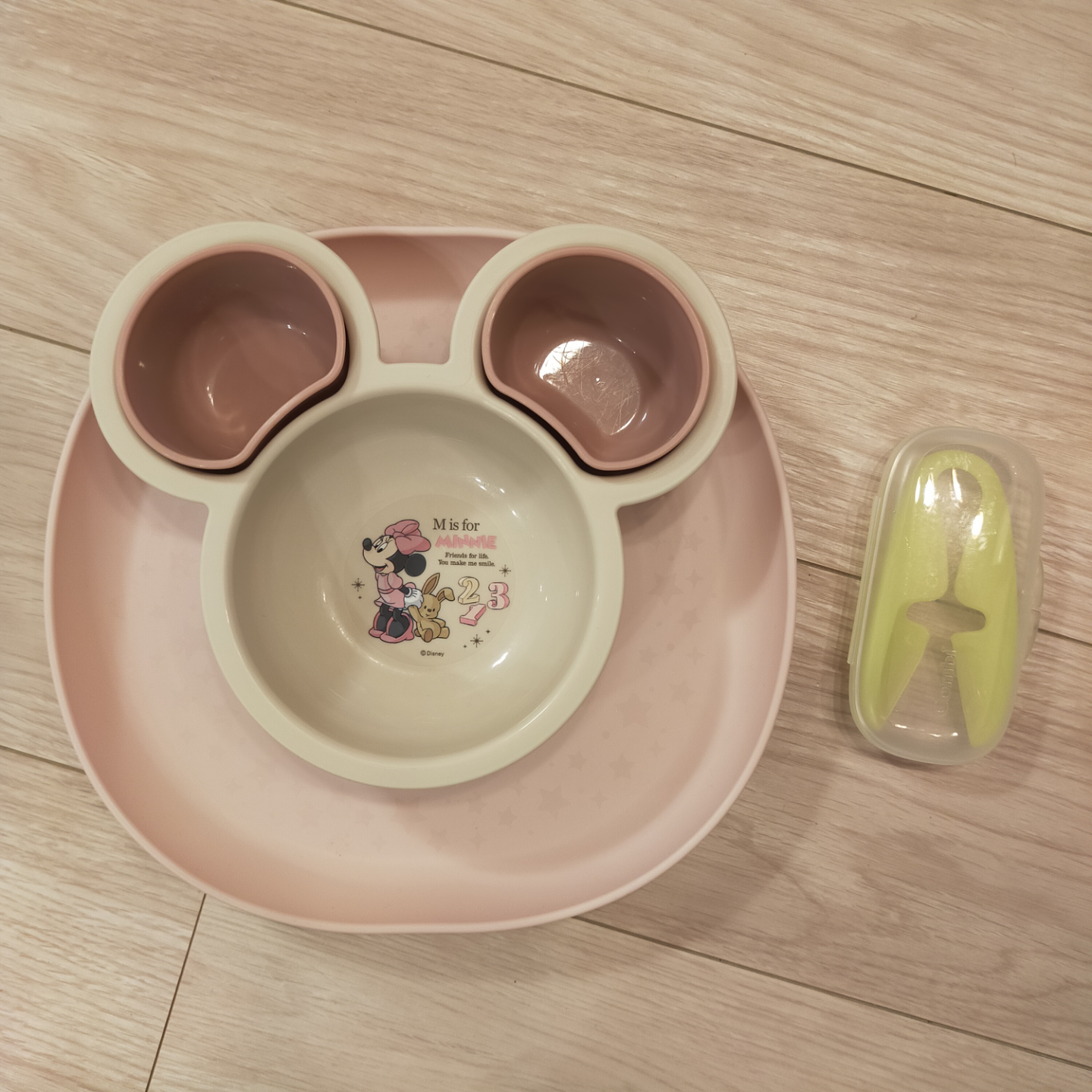 ベビー食器 離乳食食器セット(ミニー)＆コンビフードカッター(レーベルレモン)