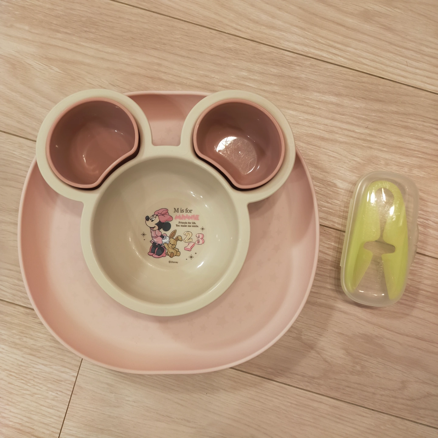 ベビー食器 離乳食食器セット(ミニー)&コンビフードカッター(レーベルレモン)