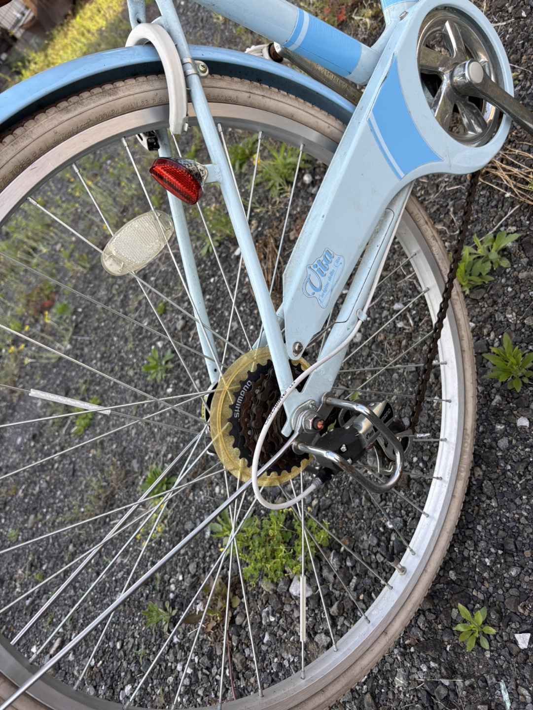 自転車 ギア付き26インチ 水色 定価4万にて購入の写真5枚目