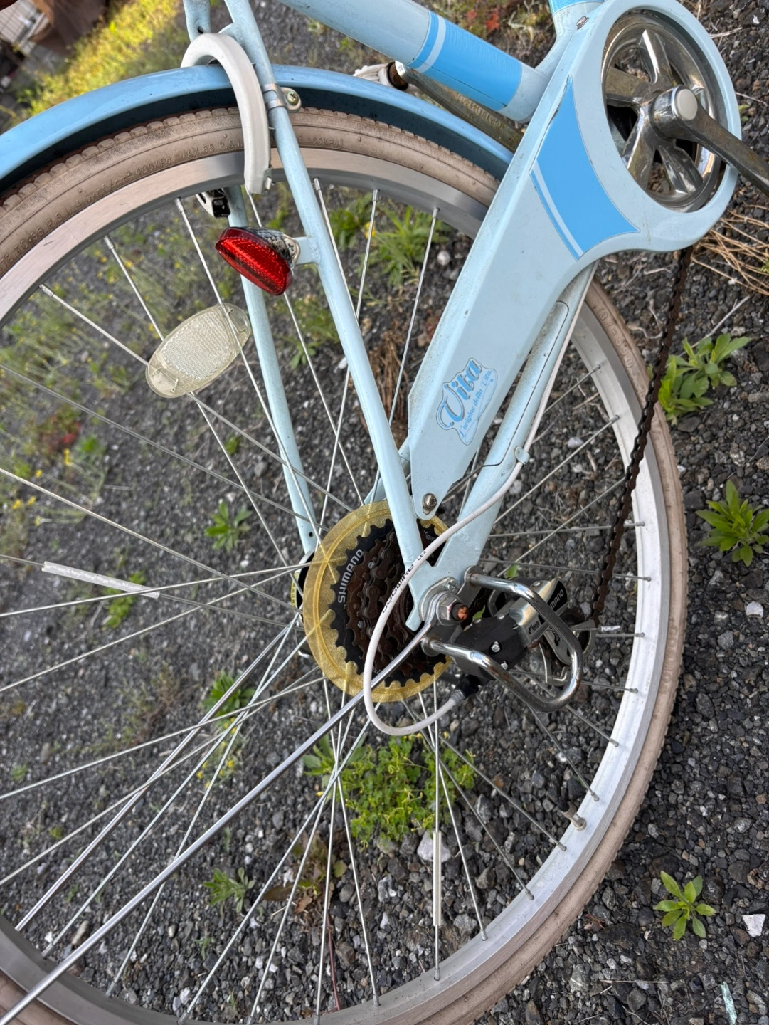 自転車 ギア付き26インチ 水色 定価4万にて購入の写真5枚目
