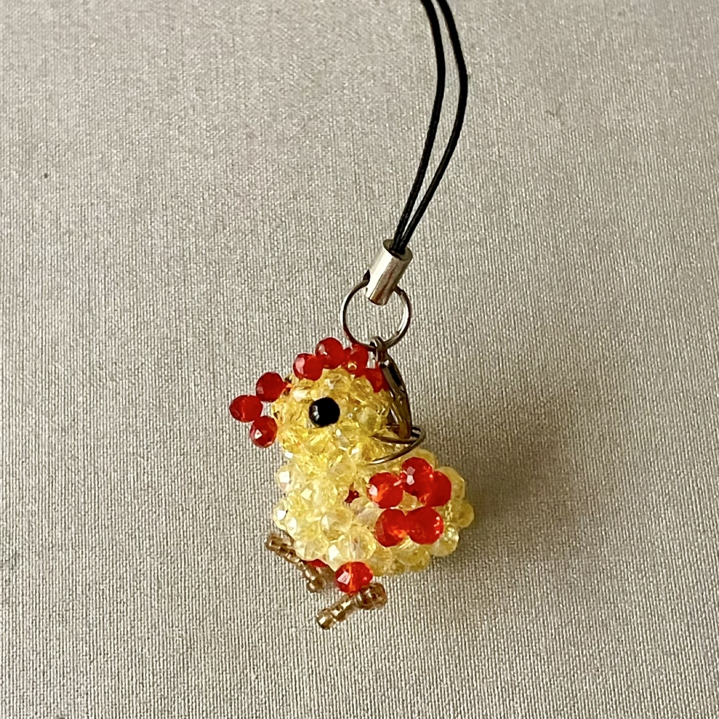 ビーズ細工 ひよこ にわとり ビーズ チャーム キーホルダー ハンドメイド
