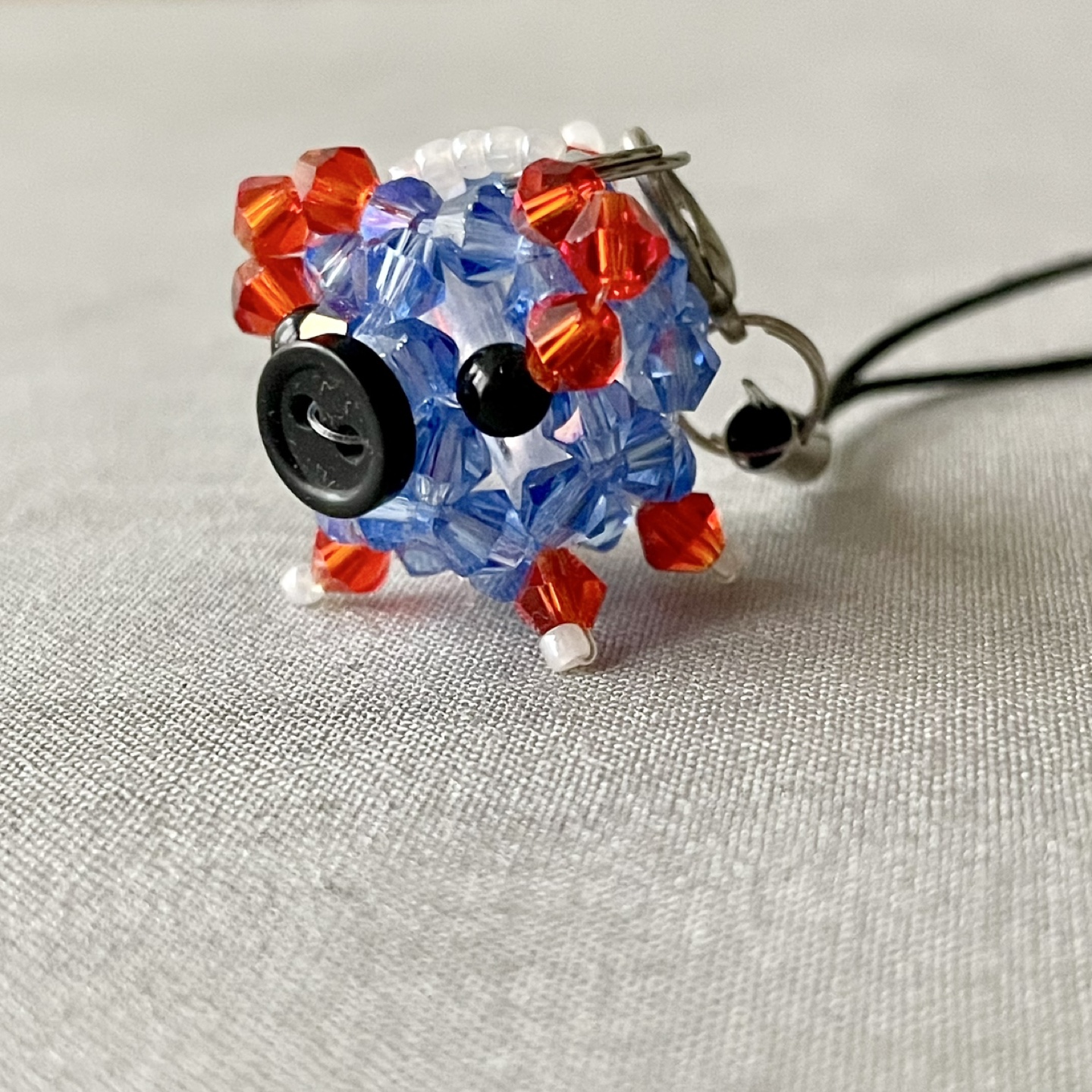 ビーズ豚さんストラップ キーホルダー ハンドメイド