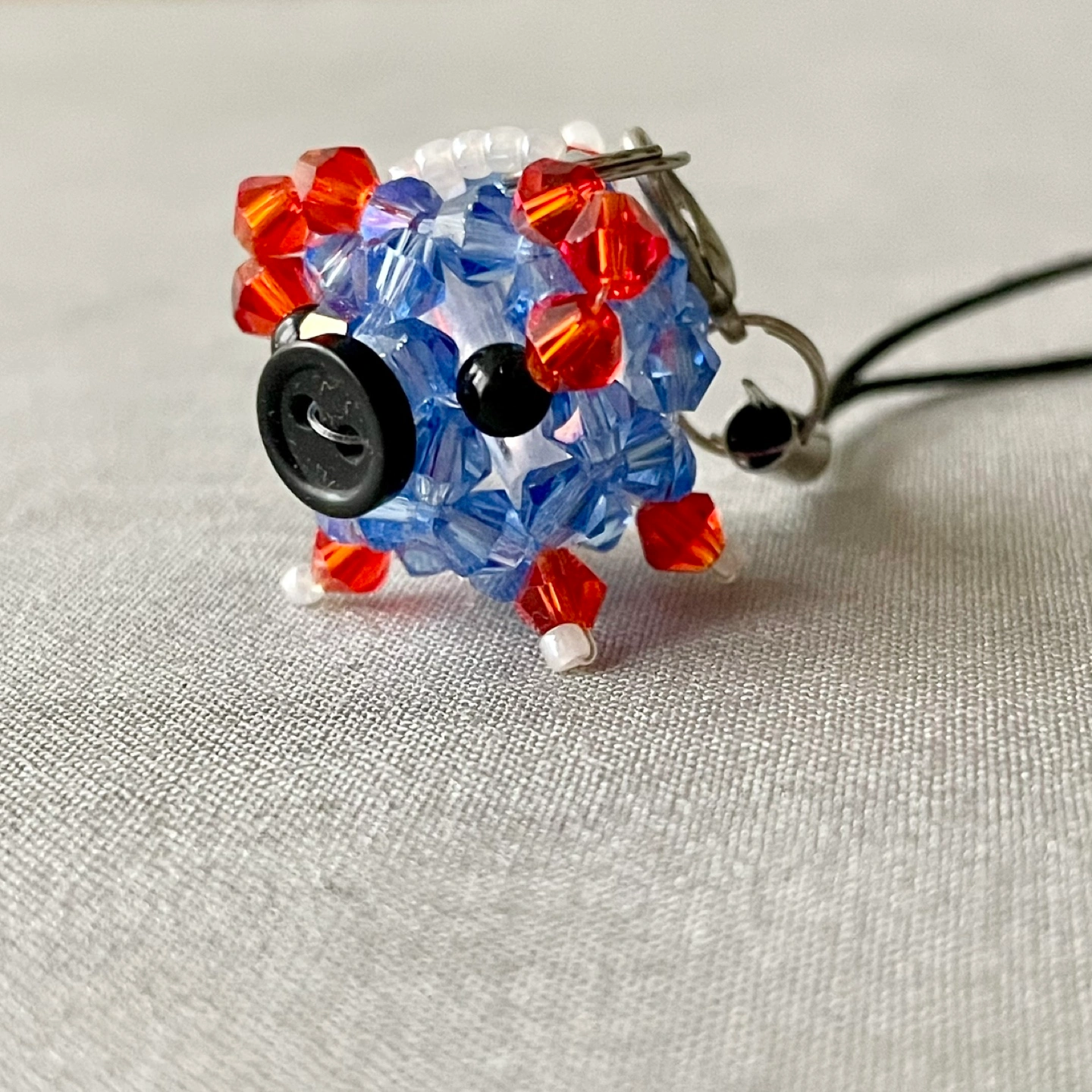 ビーズ豚さんストラップ キーホルダー ハンドメイド