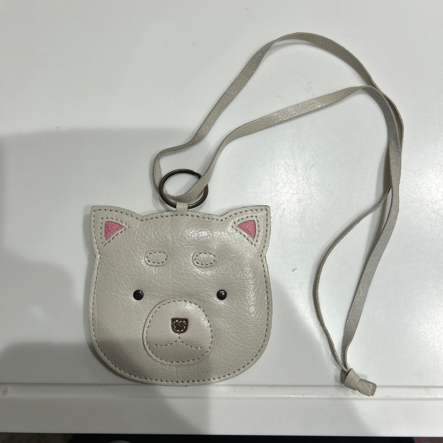 イビサ 革製白柴犬型 パスケース