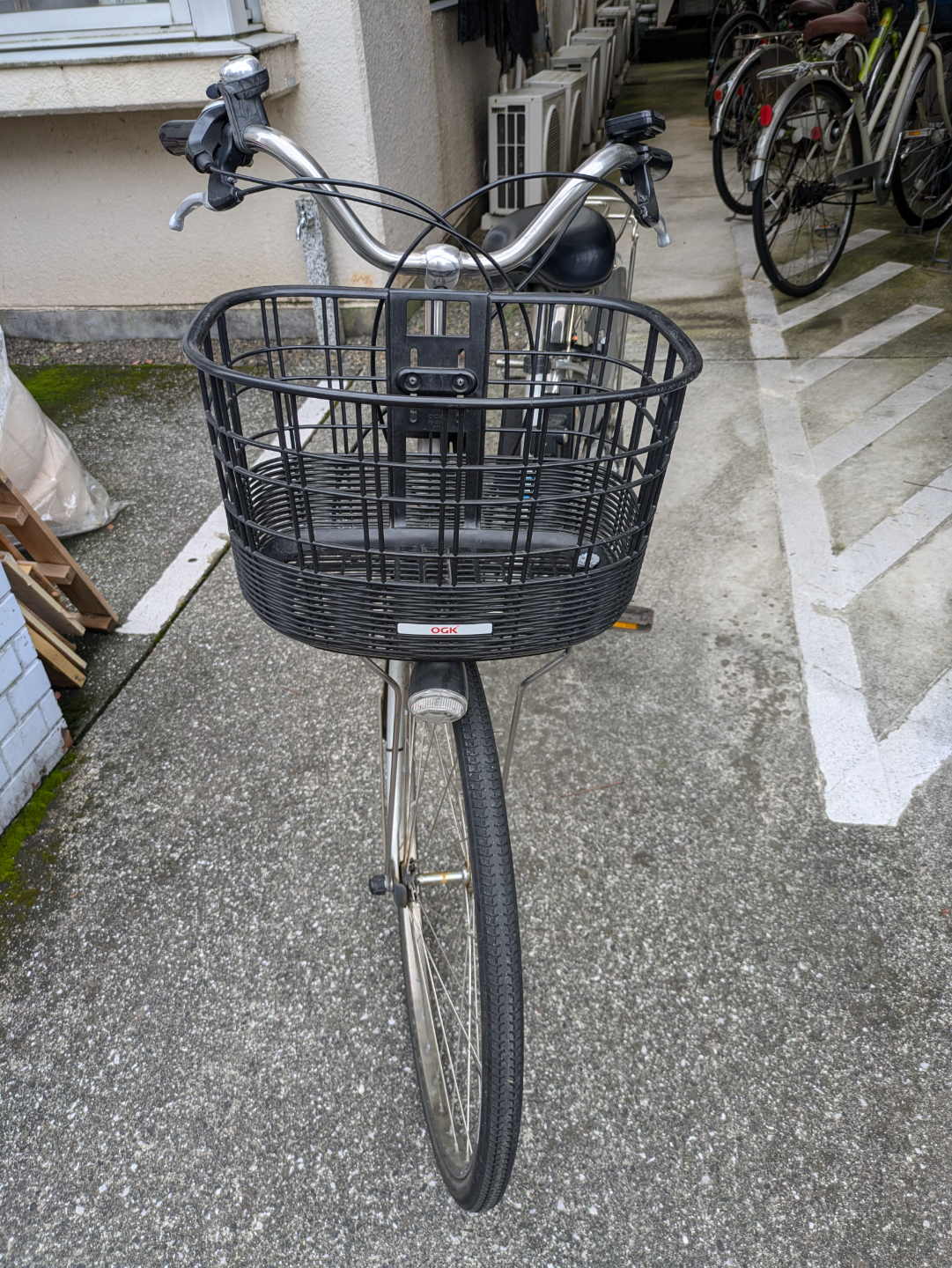電動アシスト自転車、シルバー、バッテリー付