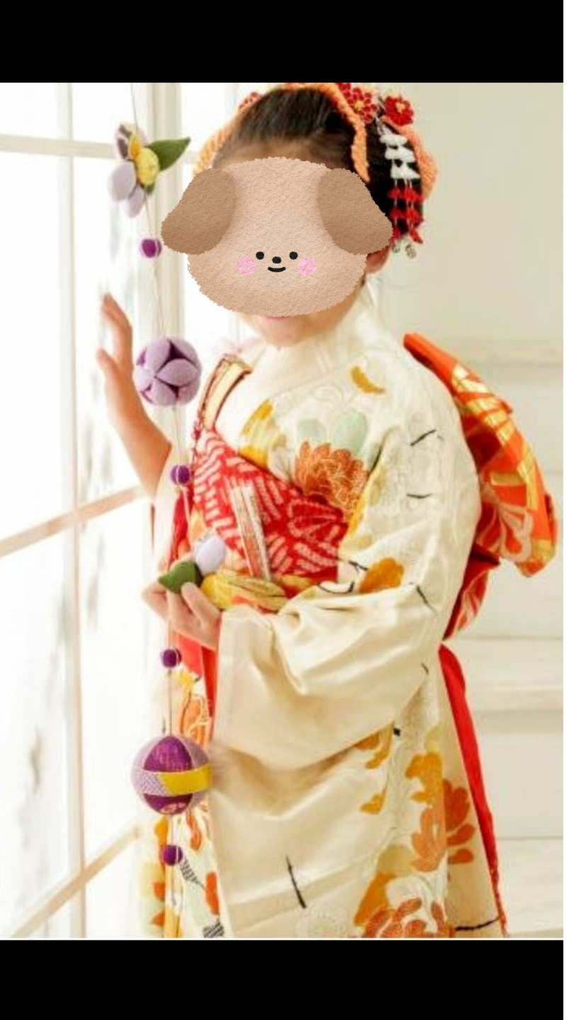 ★七五三着物✼ ７歳用★クリーム色 花柄の写真2枚目