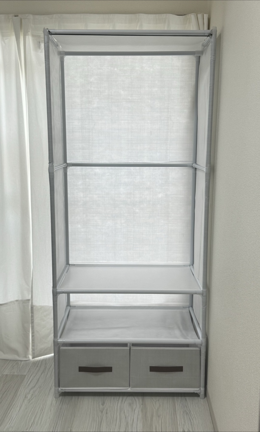 【未使用】布製クローゼット（幅71cm・カーテン付き）1,700円でお譲りしますの写真4枚目