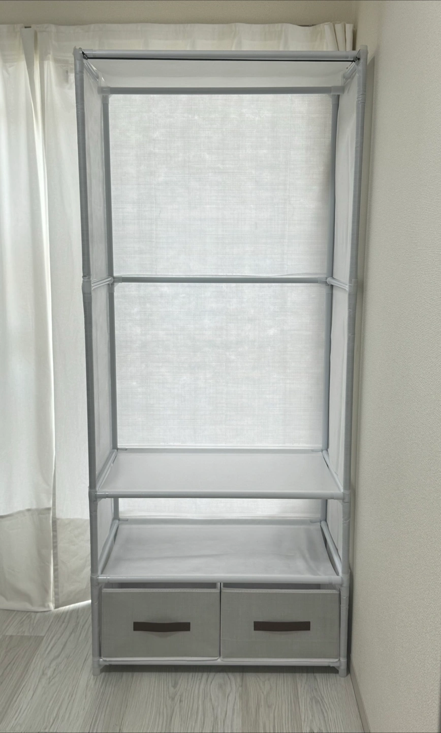 【未使用】布製クローゼット(幅71cm・カーテン付き)1,700円でお譲りしますの写真4枚目