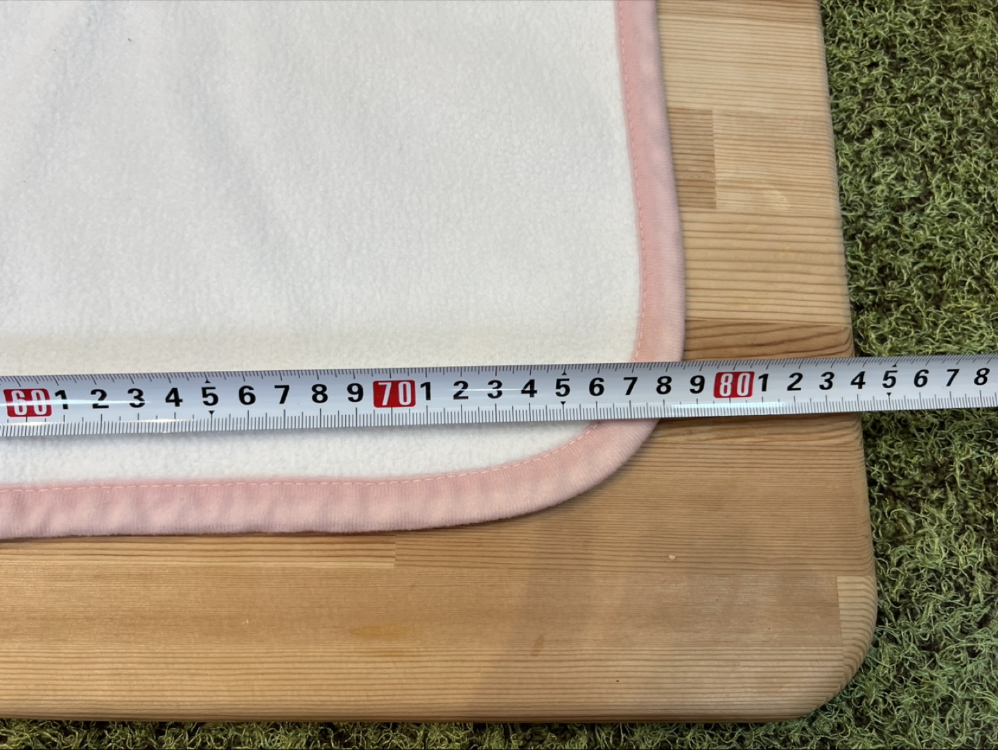 ベビー ブランケット　80cm×80cm 白　ピンクの写真2枚目