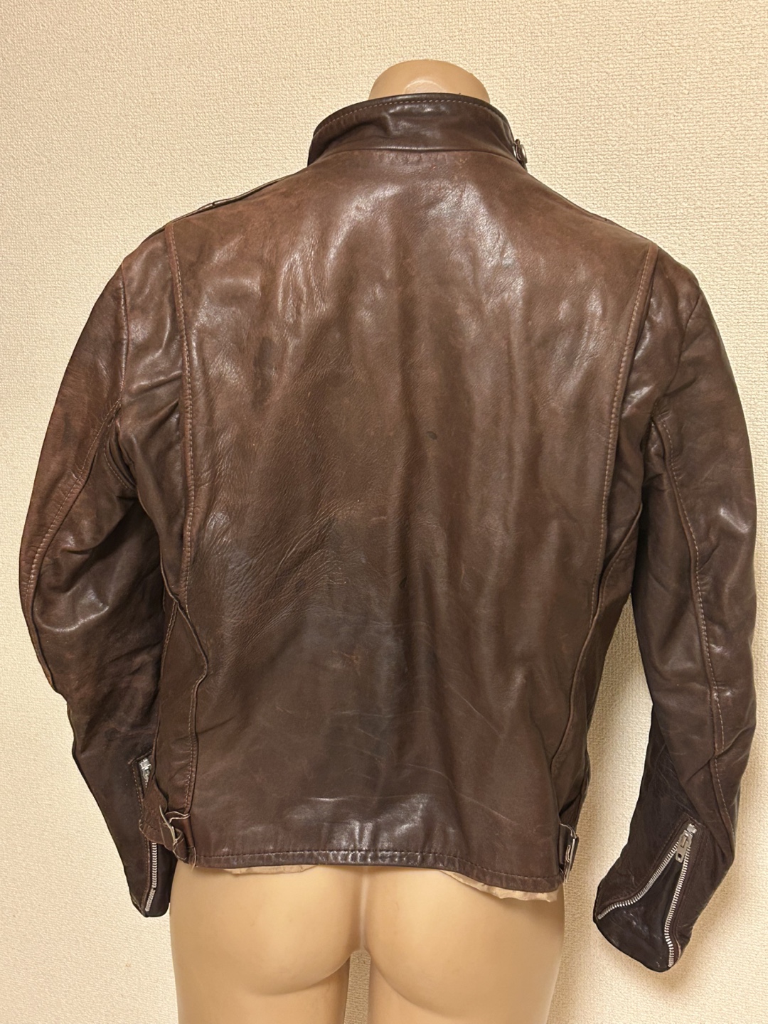Schott★レザー ライダースジャケット ブラウンの写真4枚目