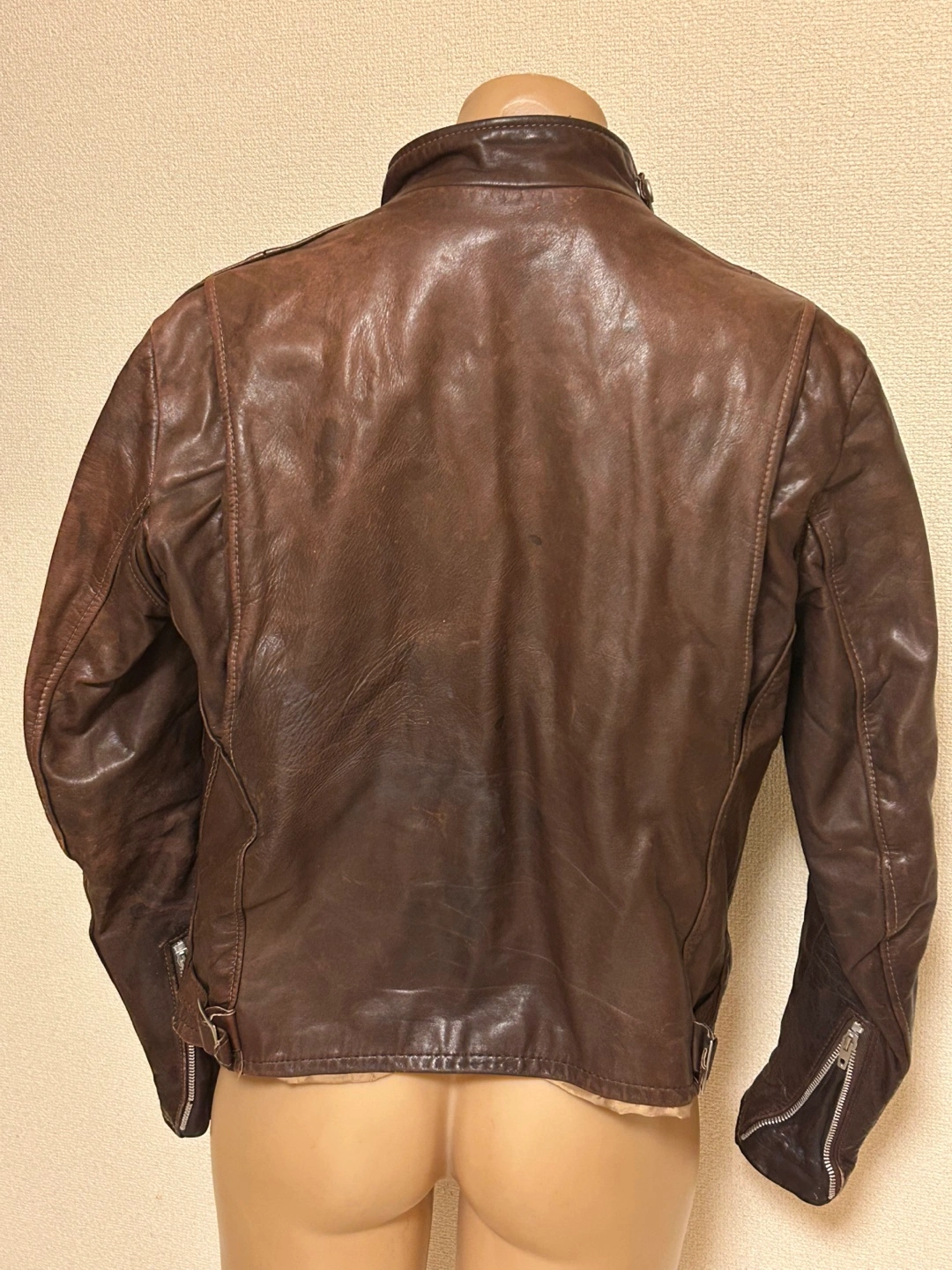 Schott★レザー ライダースジャケット ブラウンの写真4枚目
