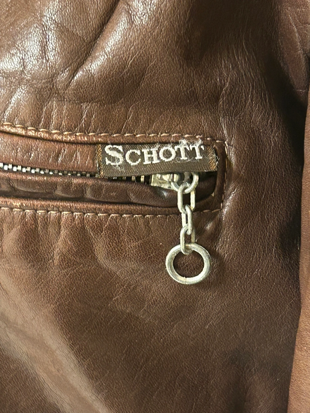 Schott★レザー ライダースジャケット ブラウンの写真3枚目
