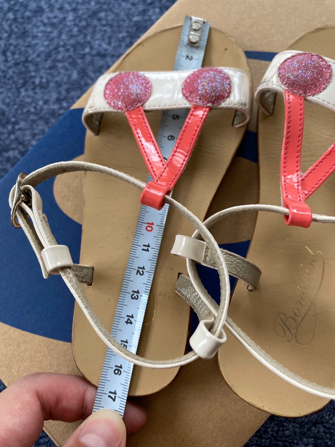 Bonpoint ボンポワン サンダル 約17cm ピンク/白の写真4枚目