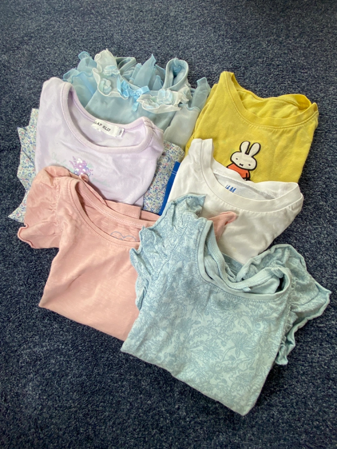 女の子 子供服 6枚まとめ売り 水色 ワンピース、Tシャツ