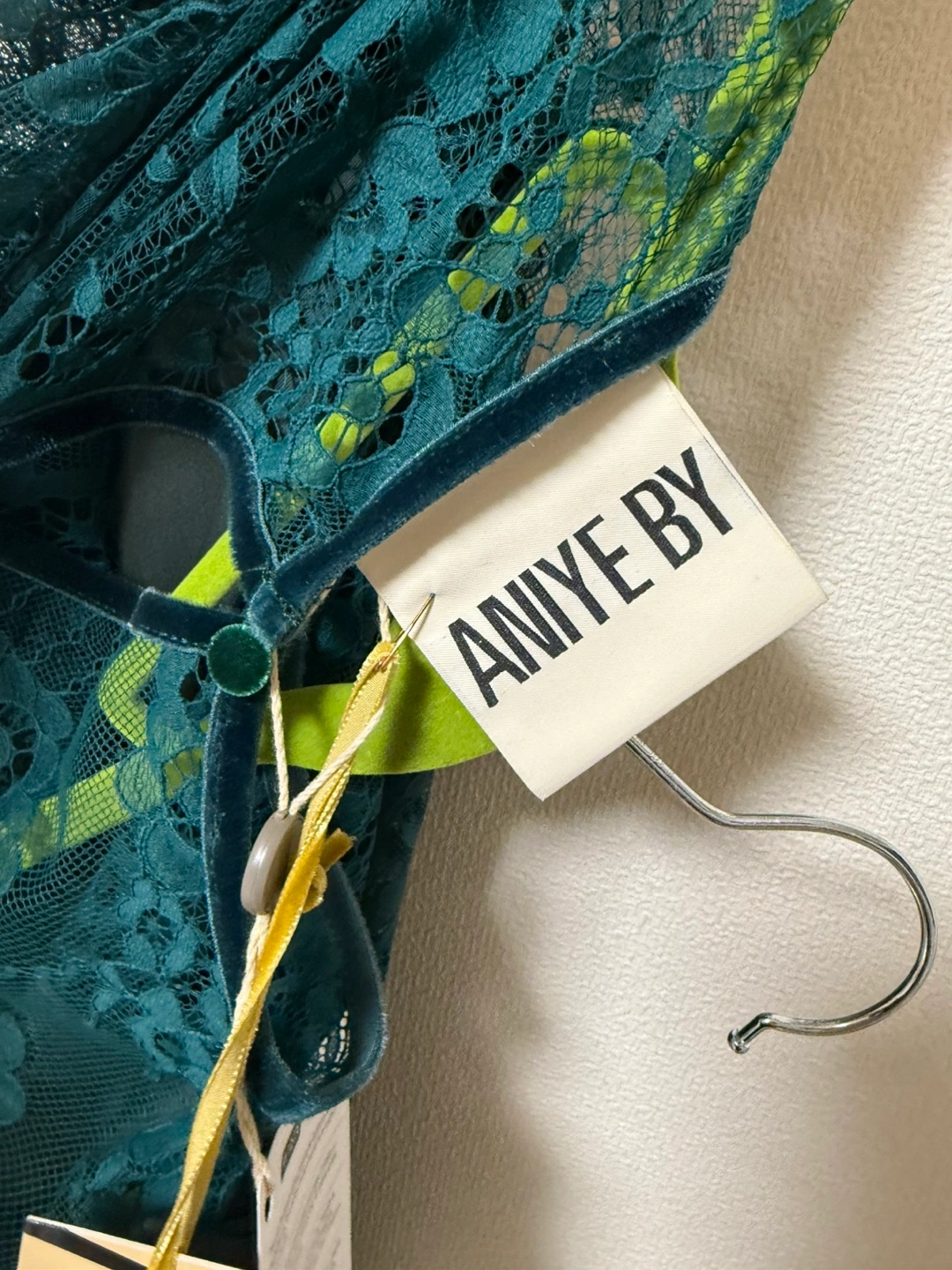 日本未発売 未上陸インポート ANIYEBY グリーン ドレス ロング 総レース 長袖の写真5枚目