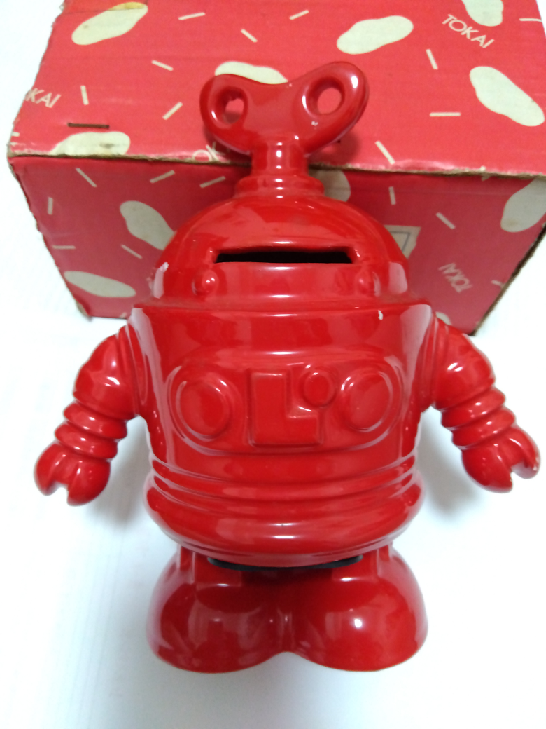 ロボット 貯金箱 赤色の写真2枚目