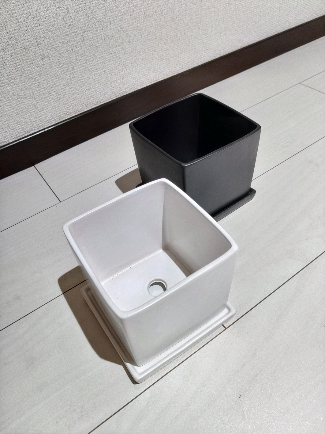 植木鉢 白黒2つ 約11cm