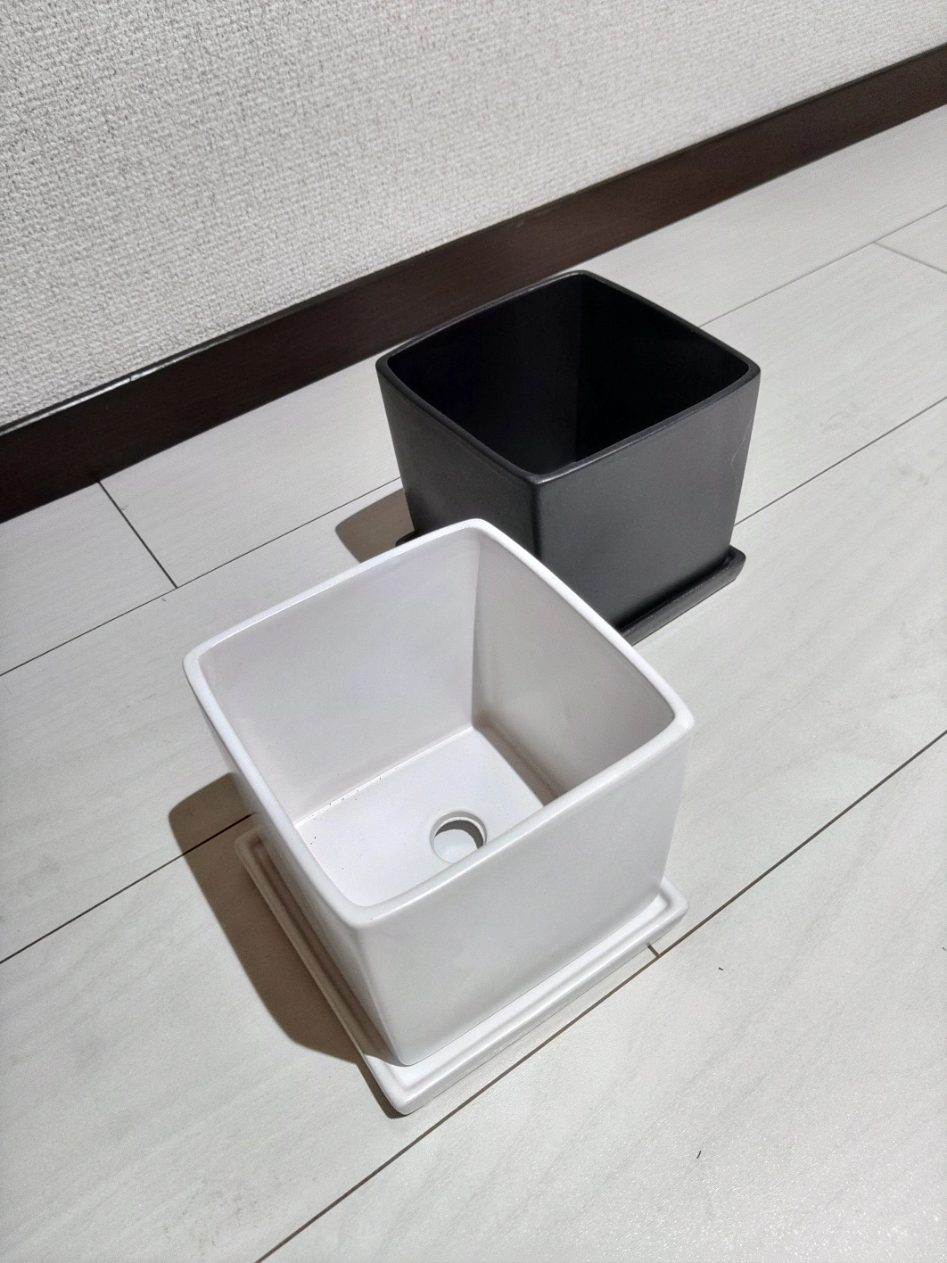植木鉢 白黒2つ 約11cm