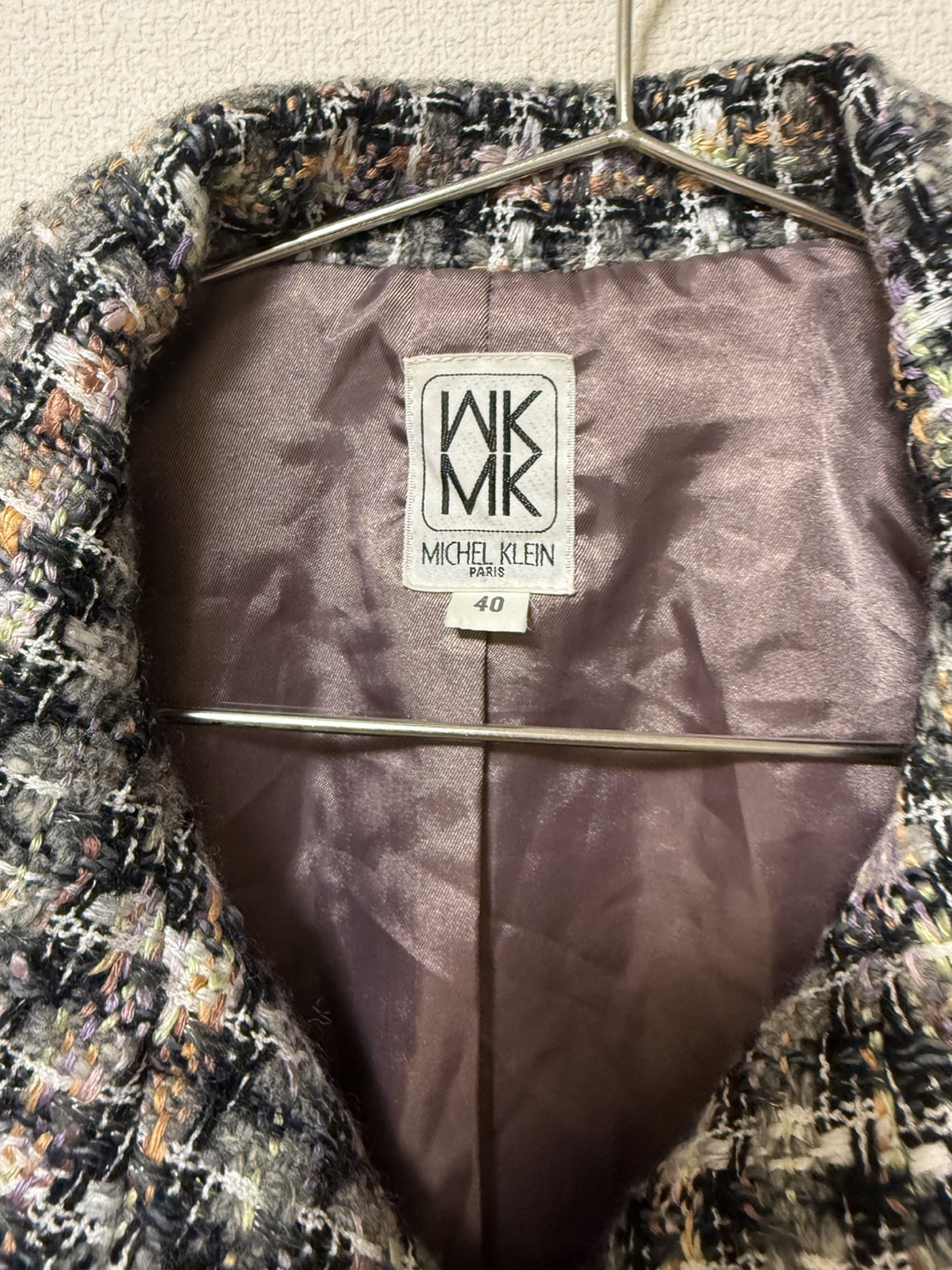 MK MICHELKLEIN ツイード ジップ　ジャケット 40 グレー　マルチの写真2枚目