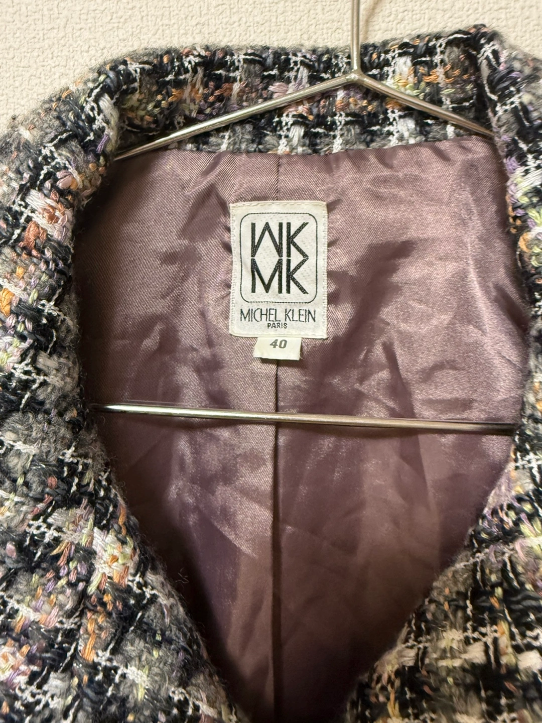 MK MICHELKLEIN ツイード ジップ ジャケット 40 グレー マルチの写真2枚目