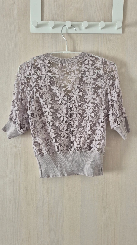 Fint 刺繍風グレー半袖トップスの写真2枚目