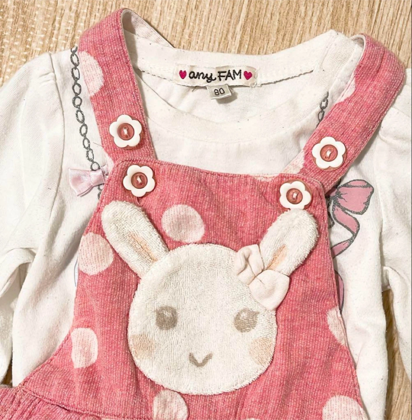 2点セット ベービー服 ジャンパー シャツ 長袖 セット うさぎ 80 女の子の写真2枚目