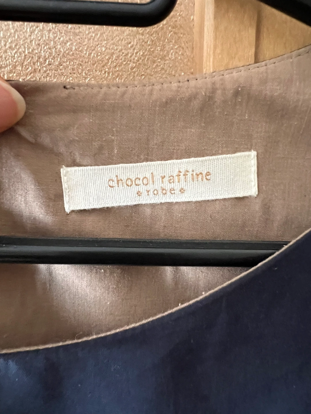 chocol raffine ネイビーワンピース 七分袖 ボートネックの写真3枚目