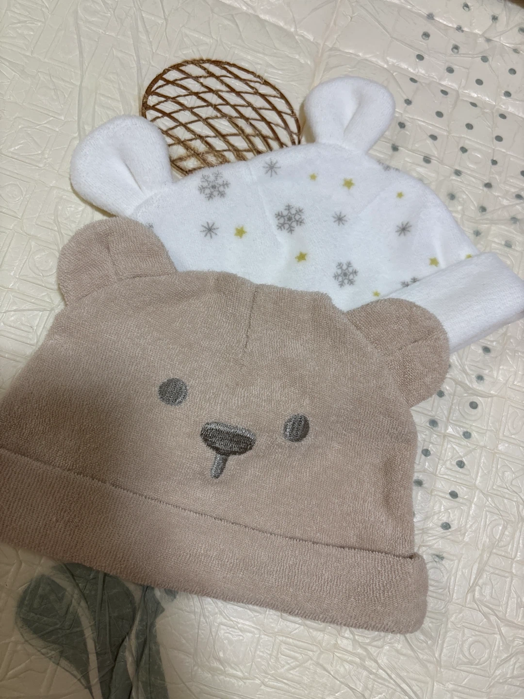 【美品.未使用品あり】ベビー帽子2点セット くまモチーフ