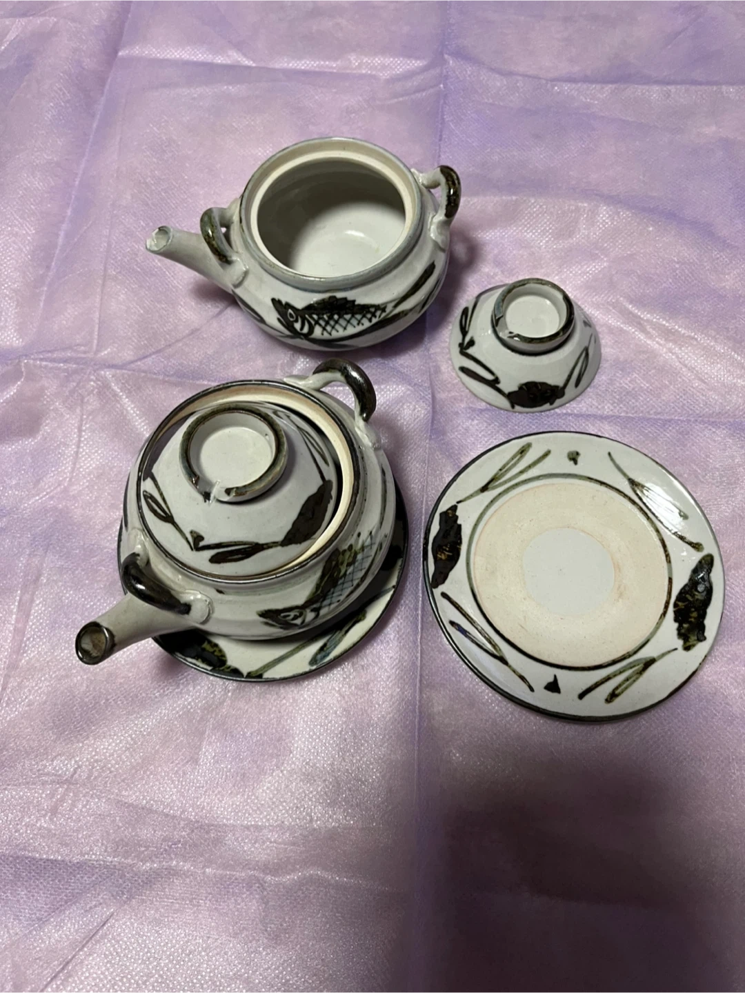 土瓶蒸しの器 魚柄 2セット 難あり