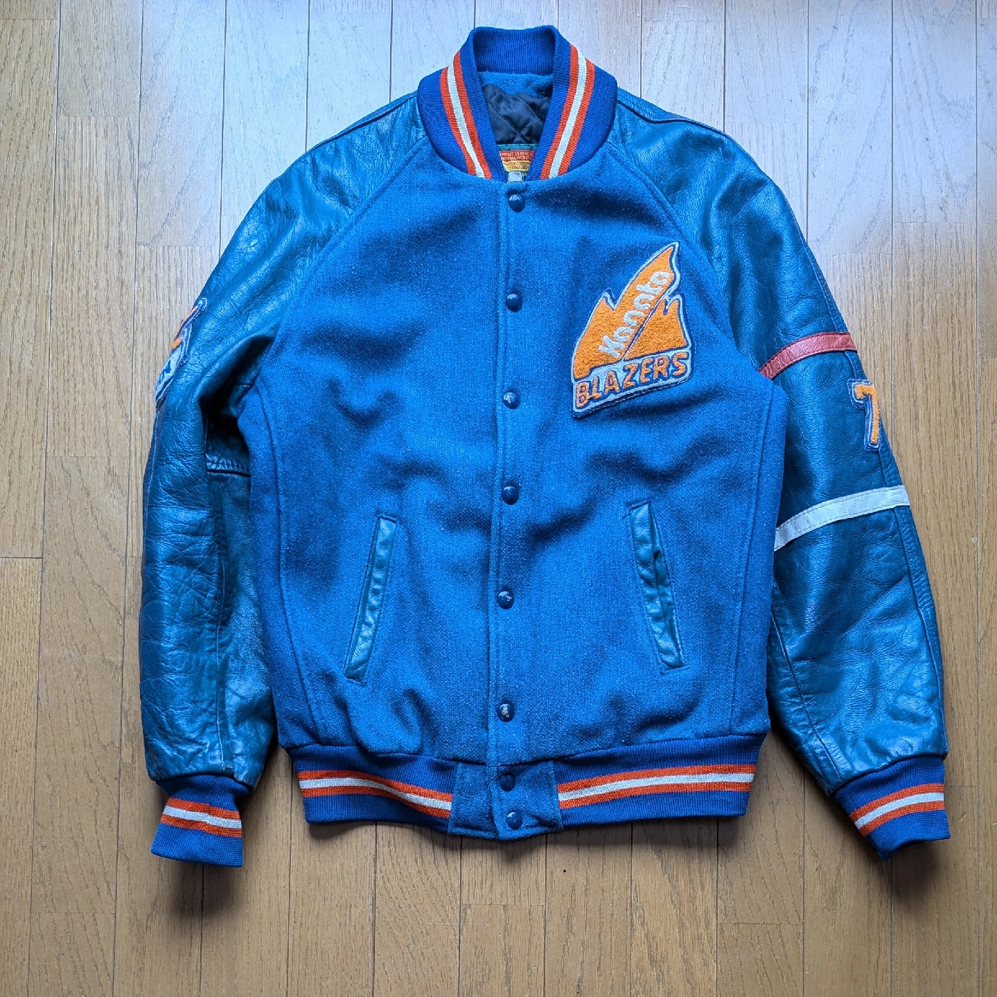 80s EXPORT LEATHER Kanata BLAZERS スタジャン青の写真2枚目