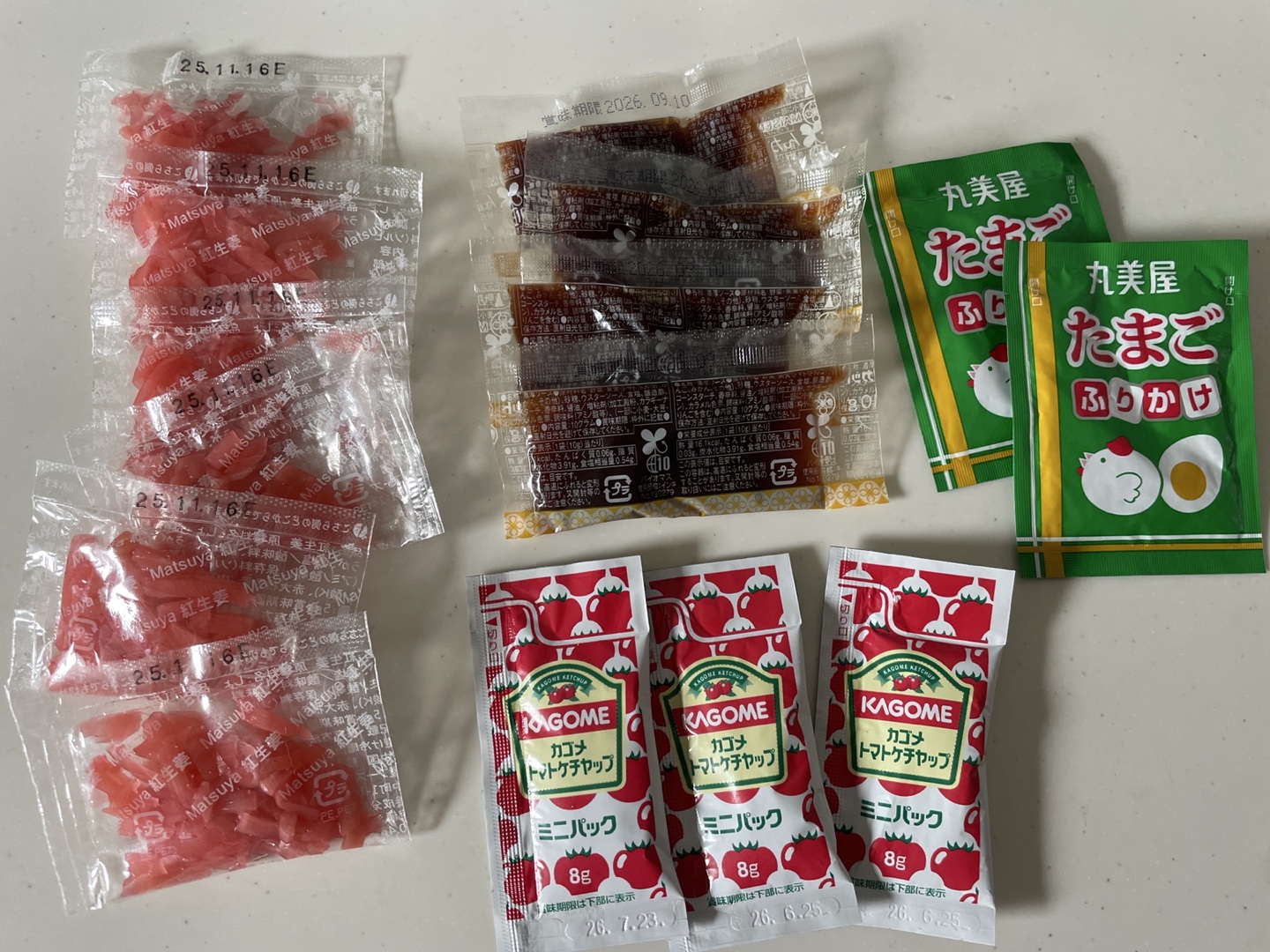 紅生姜, ソース, ふりかけ