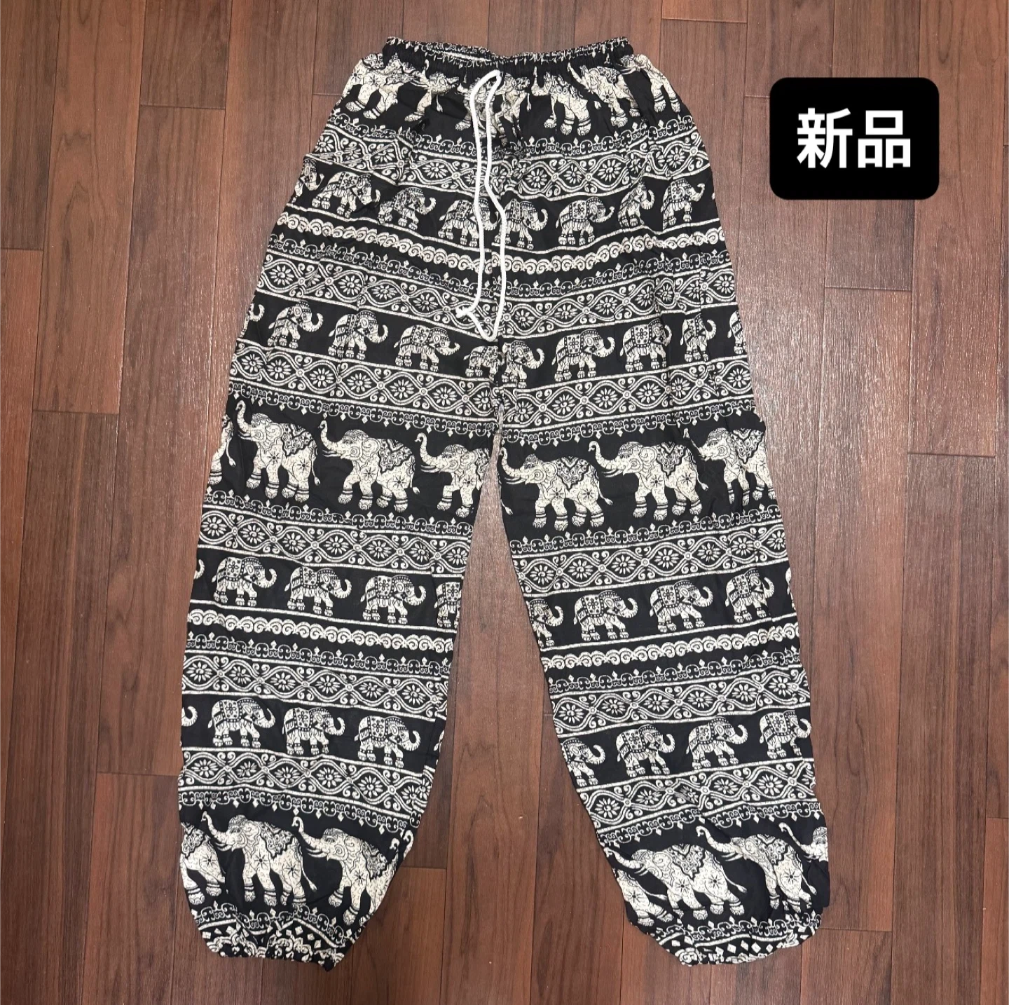 新品 タイパンツ 象柄 サルエルパンツ