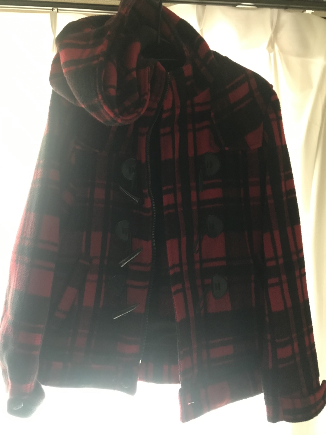 G.G.Dダッフルコート 赤黒 チェック柄
