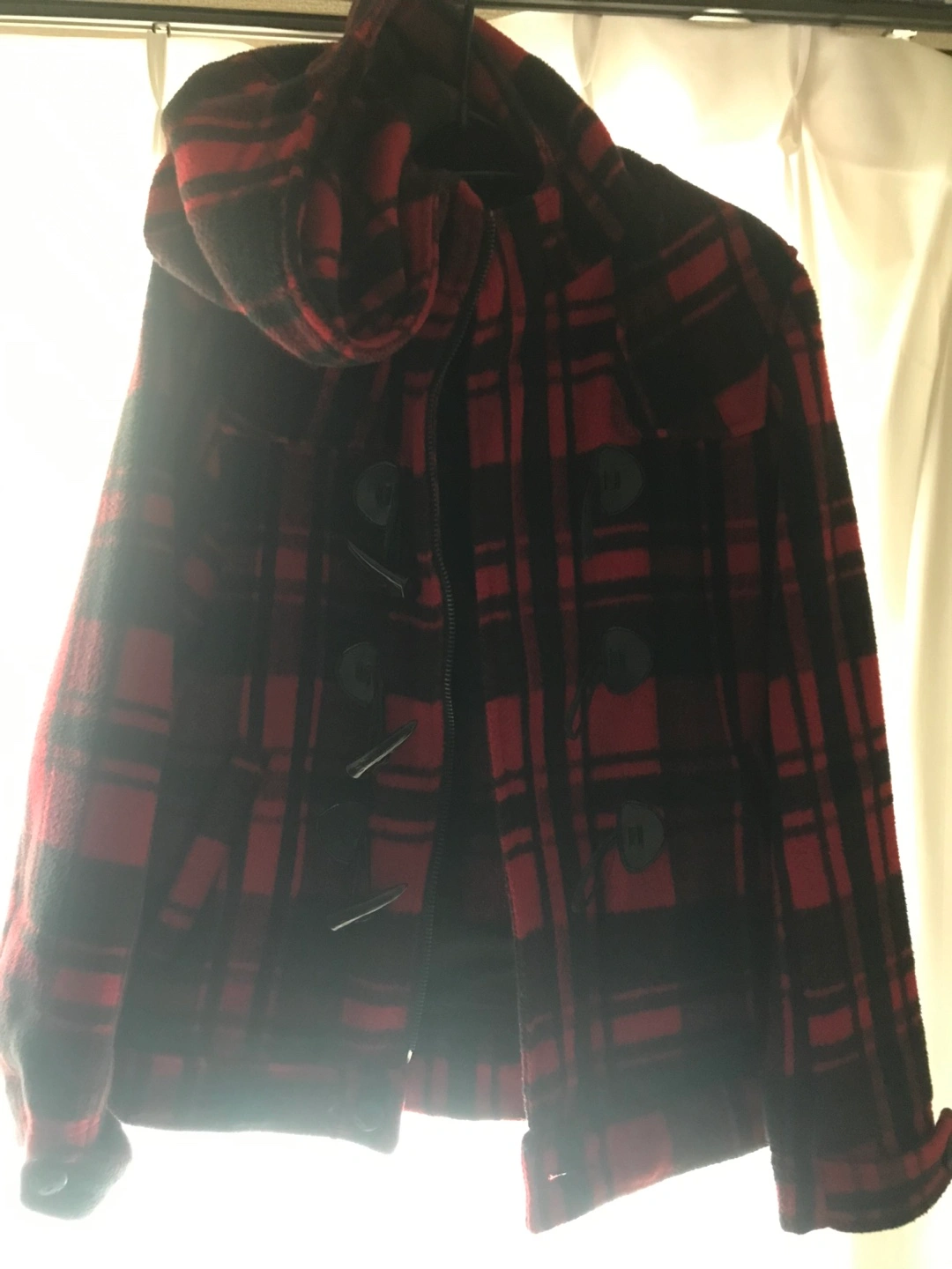 G.G.Dダッフルコート 赤黒 チェック柄