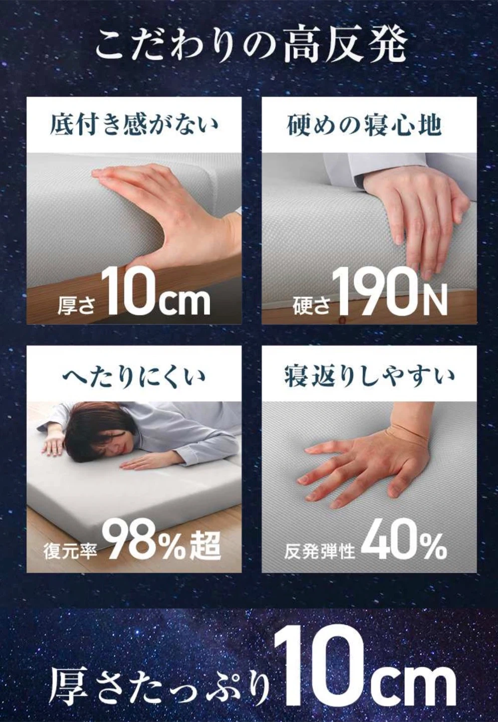 高反発ウレタンマットレス 三つ折りの写真3枚目