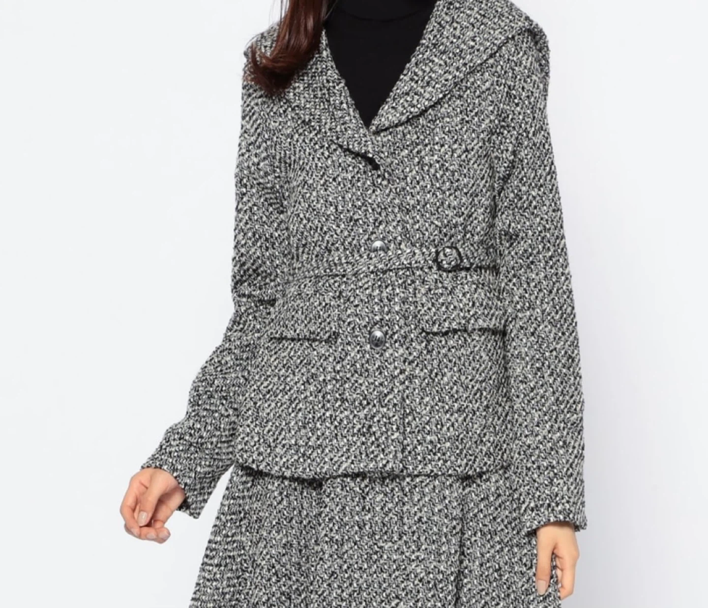 新品☆ミッシュマッシュ ツイード セットアップ ジャケット スカートの写真2枚目