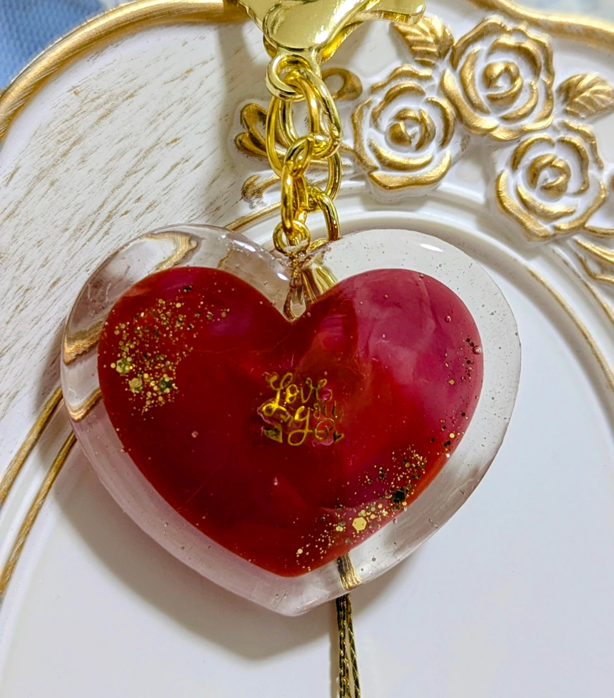 ハンドメイド ハート型キーホルダー