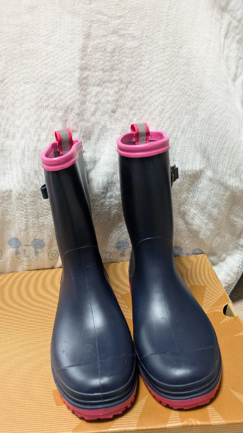レインブーツ ネイビーxピンクの写真2枚目