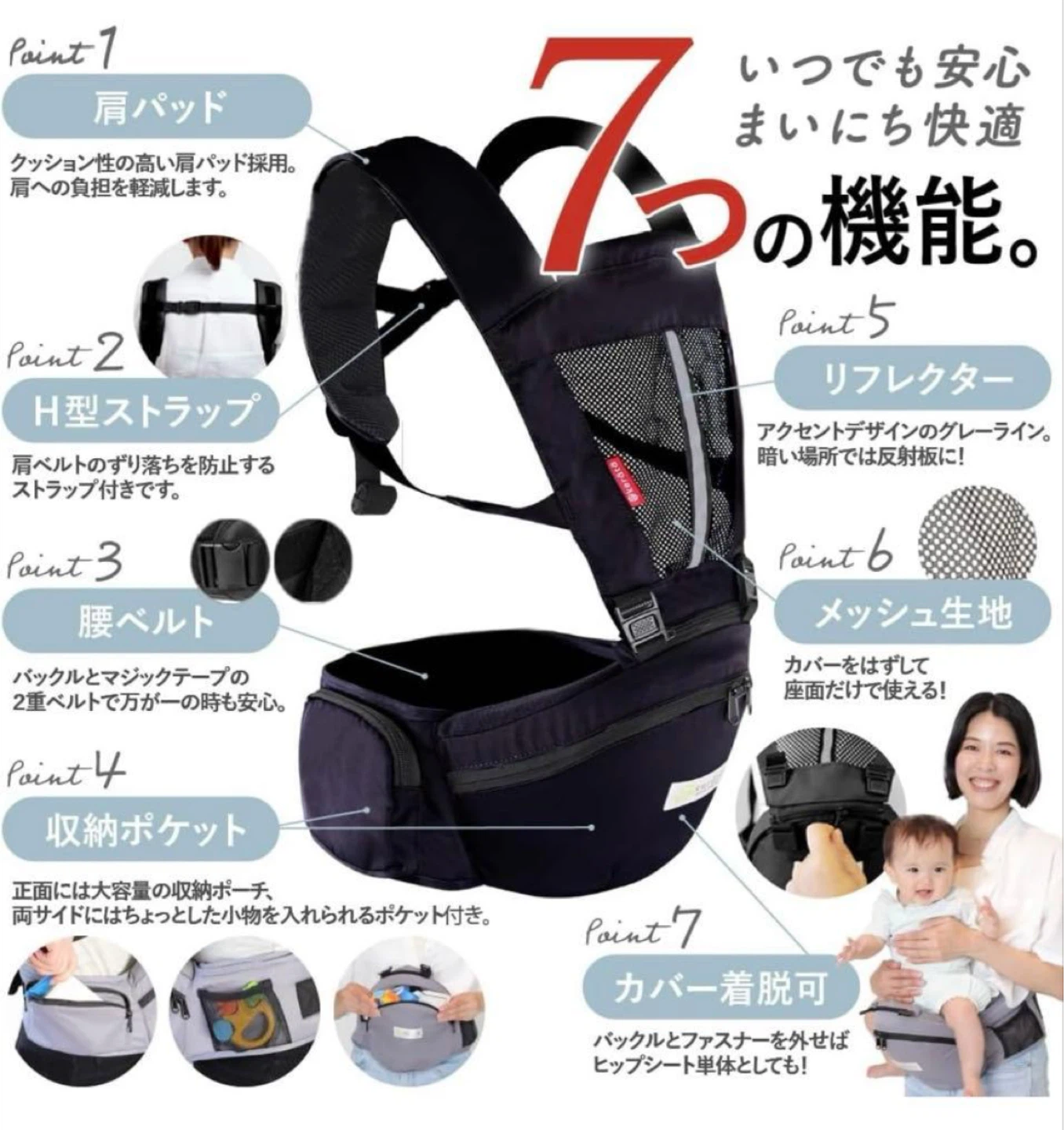 美品 ケラッタ ヒップシート ブラック 説明書つきの写真7枚目