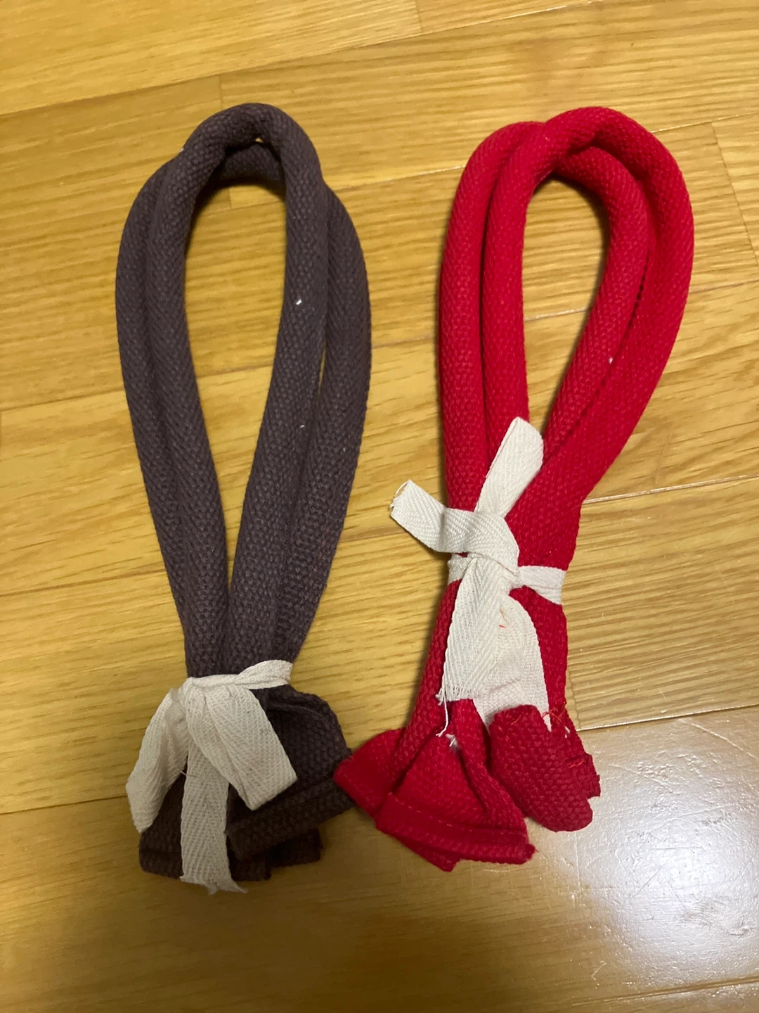 ハンドメイド用バッグ持ち手2本セット 赤/茶