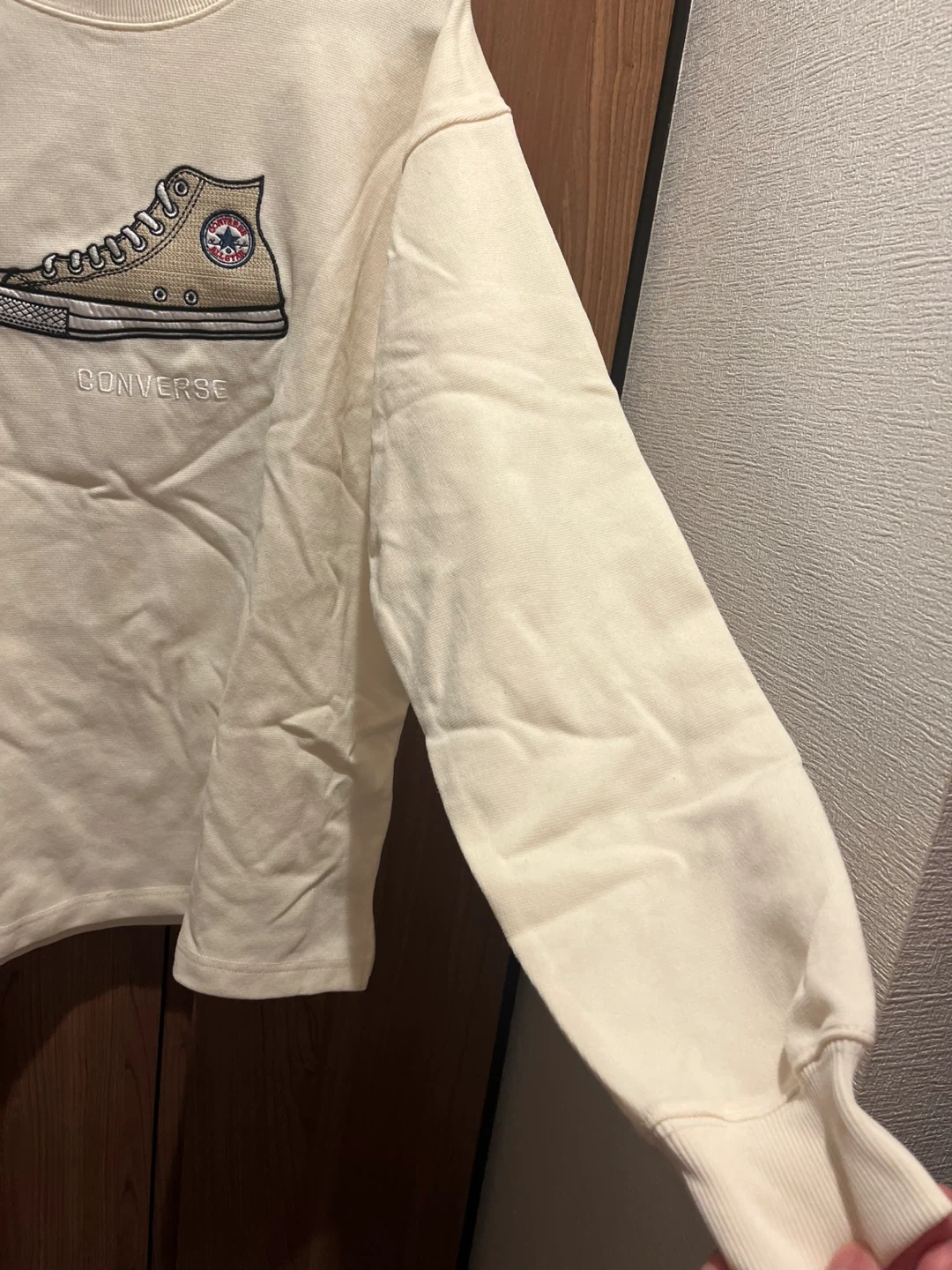 コンバース メンズ ロングTシャツ ポリエステル素材 ホワイトの写真5枚目