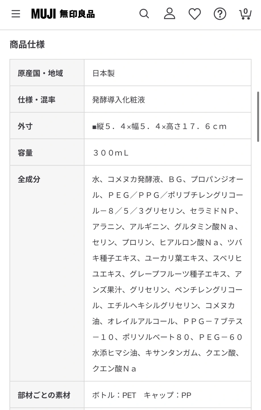 【定価1600円程】無印良品 発酵導入化粧液 300ml 【ほぼ未使用品・1〜2回使用済み】の写真5枚目